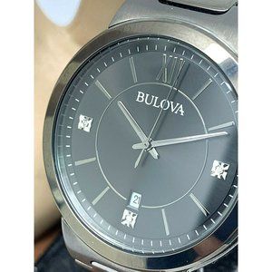 Bulova Mens Watch 98D162 Gunmetal Black Diamond